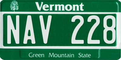 VT license plate NAV228
