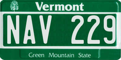 VT license plate NAV229