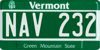 VT license plate NAV232