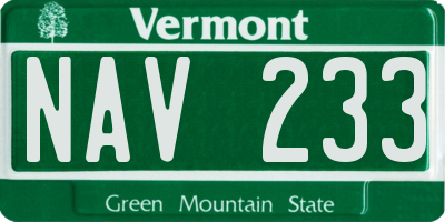 VT license plate NAV233