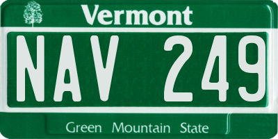 VT license plate NAV249