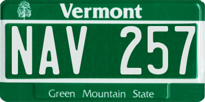 VT license plate NAV257