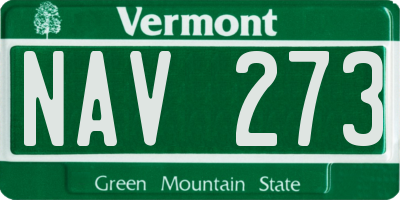 VT license plate NAV273