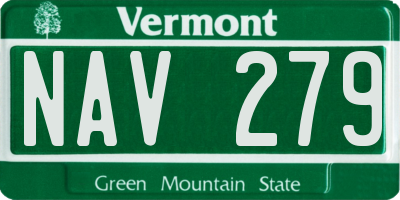 VT license plate NAV279