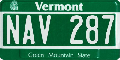 VT license plate NAV287