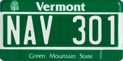 VT license plate NAV301