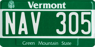 VT license plate NAV305