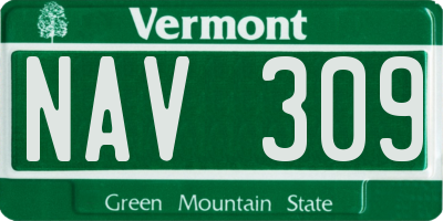 VT license plate NAV309