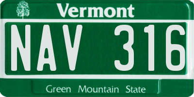 VT license plate NAV316