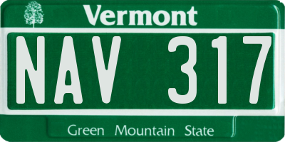 VT license plate NAV317