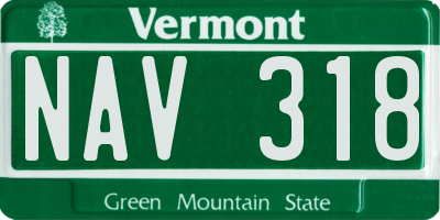 VT license plate NAV318