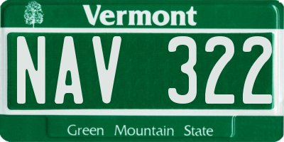 VT license plate NAV322