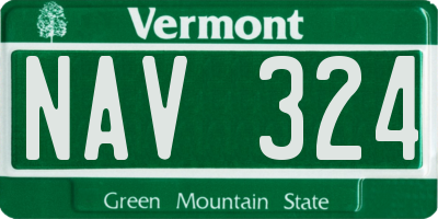 VT license plate NAV324
