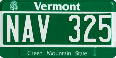 VT license plate NAV325