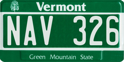 VT license plate NAV326