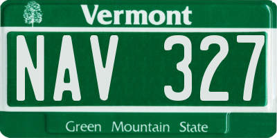 VT license plate NAV327