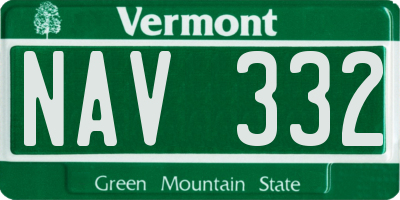 VT license plate NAV332