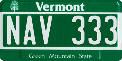 VT license plate NAV333
