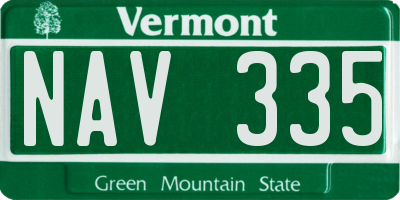 VT license plate NAV335
