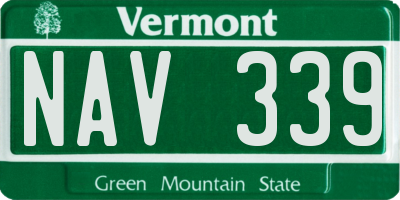 VT license plate NAV339