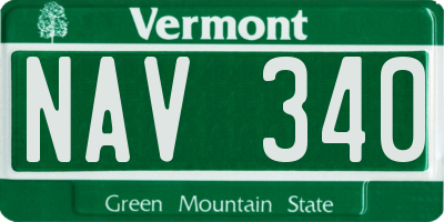 VT license plate NAV340