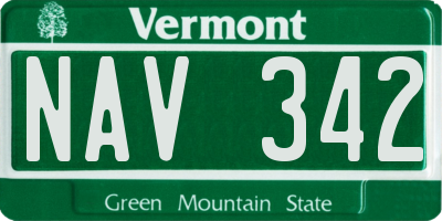 VT license plate NAV342
