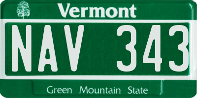 VT license plate NAV343