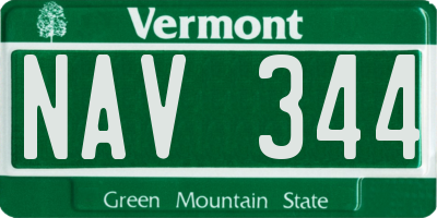VT license plate NAV344