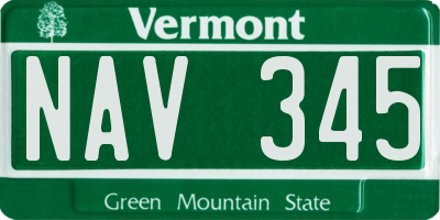 VT license plate NAV345