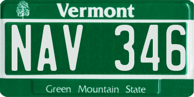 VT license plate NAV346