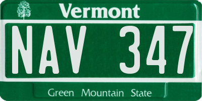 VT license plate NAV347