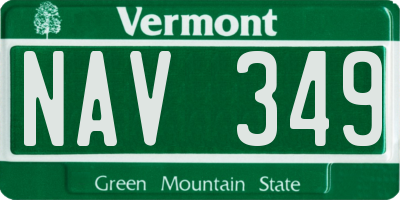 VT license plate NAV349
