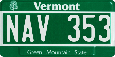 VT license plate NAV353