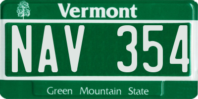 VT license plate NAV354