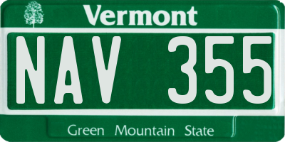 VT license plate NAV355