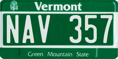 VT license plate NAV357