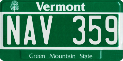 VT license plate NAV359