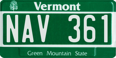VT license plate NAV361