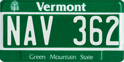 VT license plate NAV362
