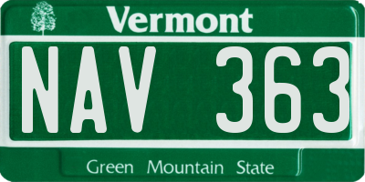 VT license plate NAV363