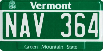 VT license plate NAV364
