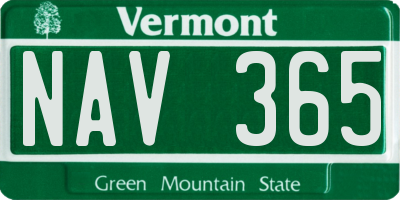 VT license plate NAV365