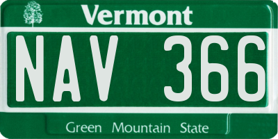 VT license plate NAV366