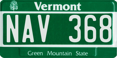 VT license plate NAV368