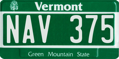 VT license plate NAV375
