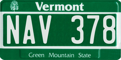 VT license plate NAV378