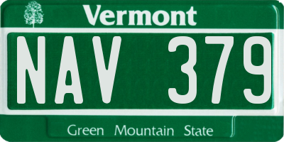 VT license plate NAV379