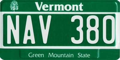 VT license plate NAV380