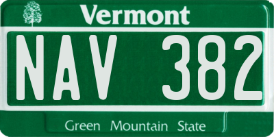 VT license plate NAV382