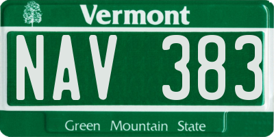 VT license plate NAV383